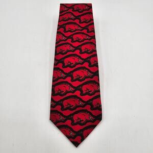Arkansas Razorbacks Mens Tie Larson NCAA Red Hog Logo RN101693 Fan Apparel